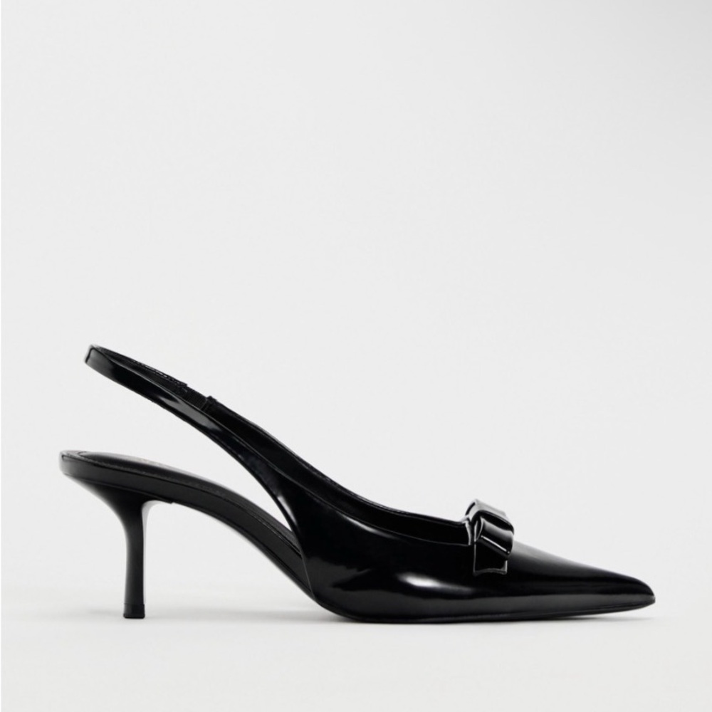 Zara Patent Slingback Kitten Heels